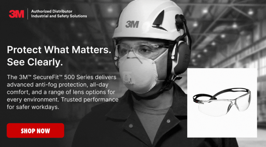 Protect what matters. See Clearly. The 3M™ SecureFit™ 500 series delivers advanced anti-fog protection, all-day comfort, and a range of lens options for every environment. Trusted performance for safer workdays. Click here to shop now! 